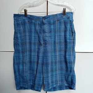 Tommy Bahama Men's Linen / Silk Shorts - Blue Plaid - Size 34
